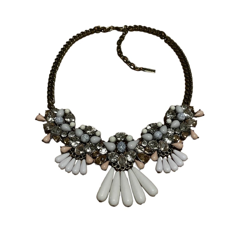 Women's Sugarfix Gray White & Crystal Beaded Chain-link 17" Necklace